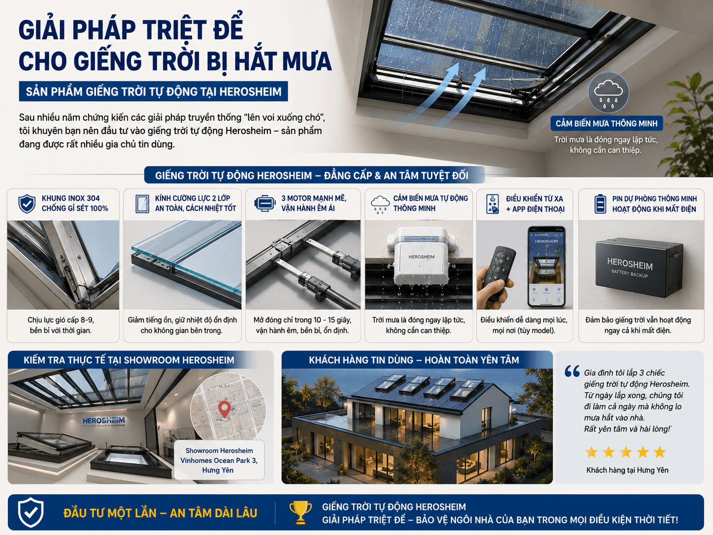 Giải pháp triệt để cho giếng trời bị hắt mưa
