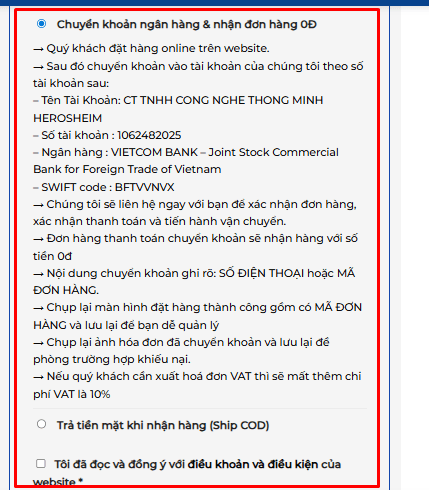 Chọn phương thức thanh toán