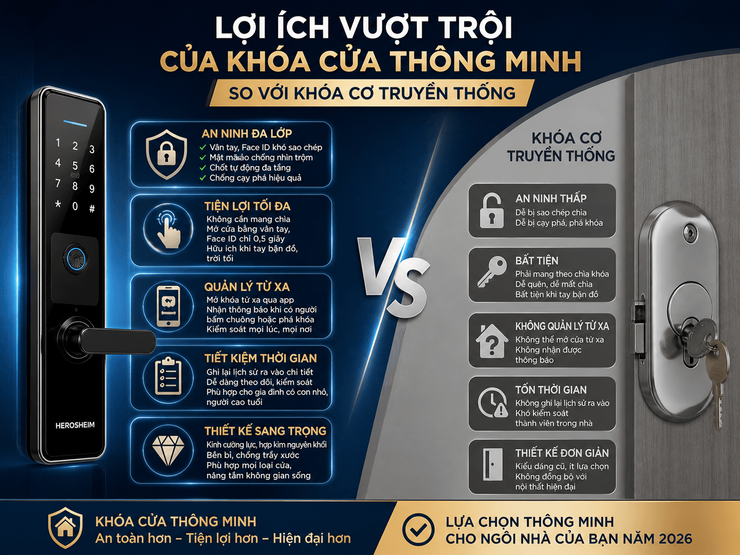 Lợi Ích Vượt Trội Của Khóa Cửa Thông Minh So Với Khóa Cơ Truyền Thống