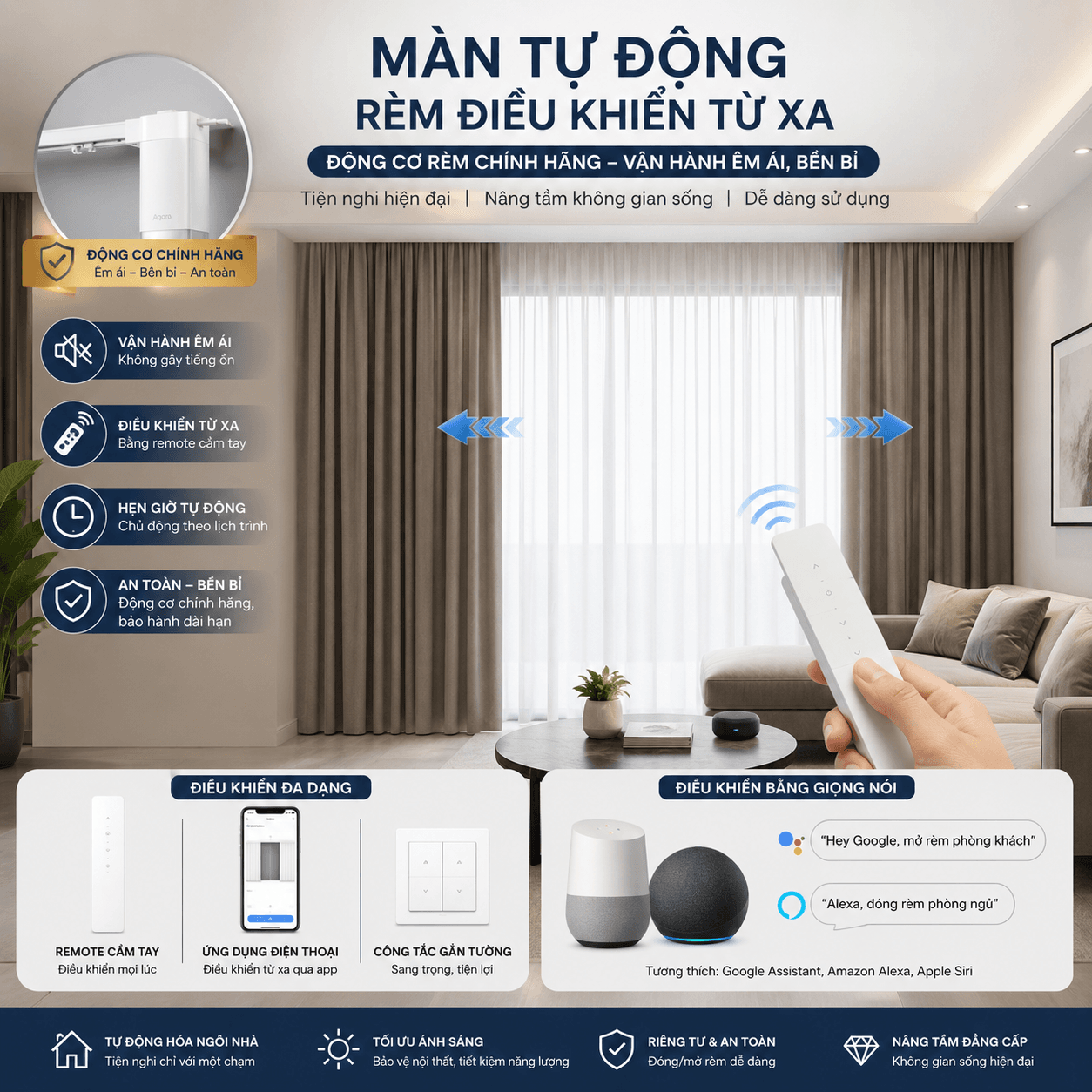 Rèm Cửa Tự Động Cao Cấp A111