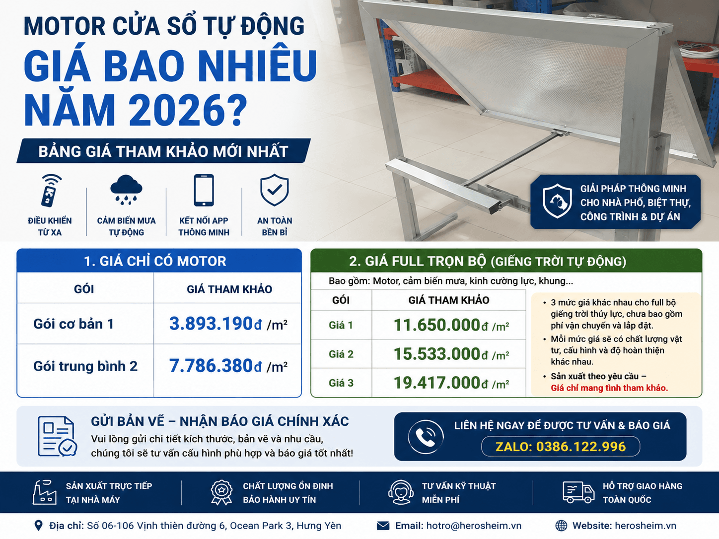 Motor Cửa Sổ Tự Động Giá Bao Nhiêu 2026?