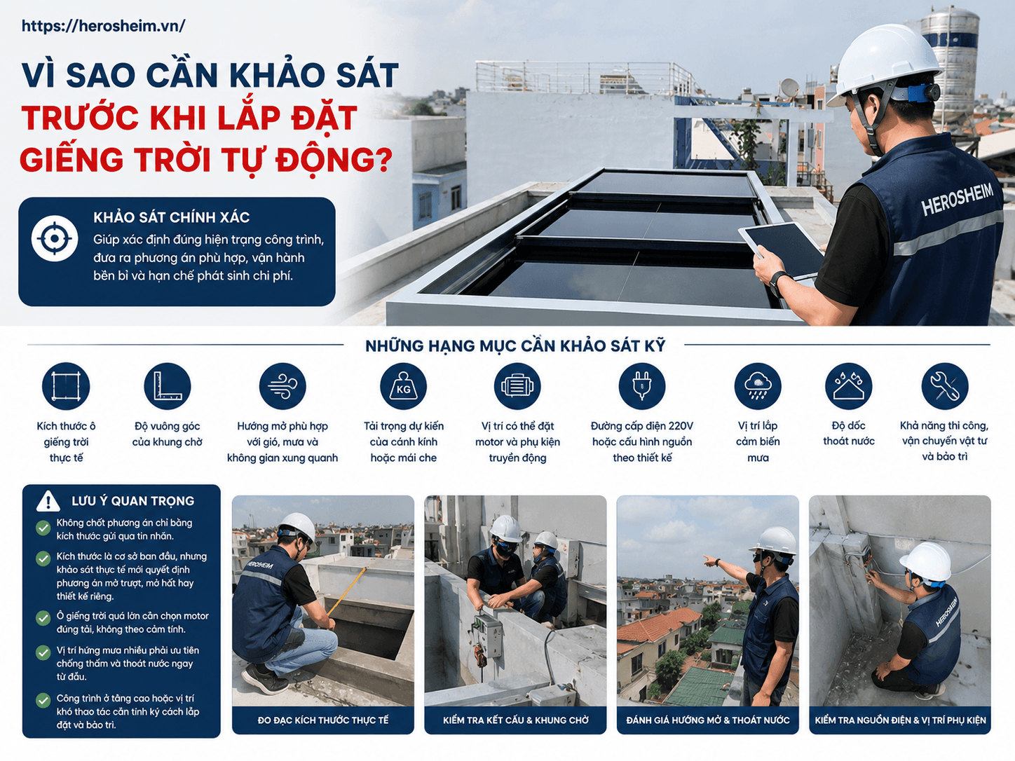 Vì sao cần khảo sát trước khi lắp đặt giếng trời tự động?